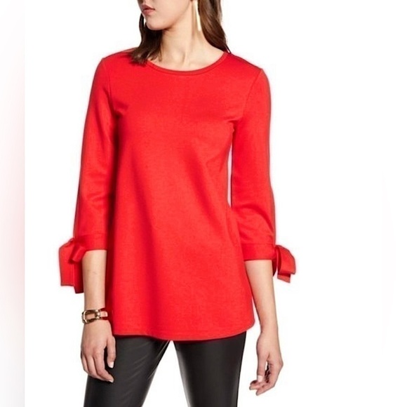 Halogen Red Tie Sleeve Tunic Top, M - Picture 1 of 8